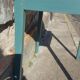 Table de ferme d'appoint patine turquoise