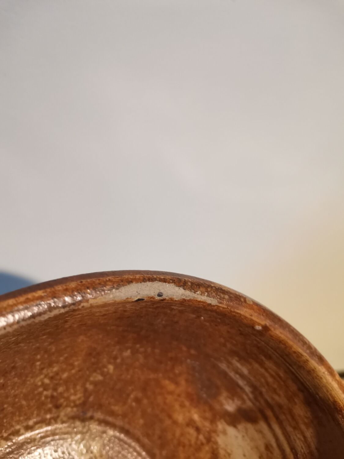 Vintage stoneware salad bowl signed La Hulotte Caylus