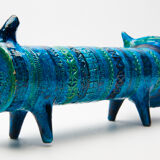 Le Chat by Aldo Londi for Bitossi in blue ceramic, circa 1950