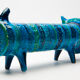 Le Chat by Aldo Londi for Bitossi in blue ceramic, circa 1950