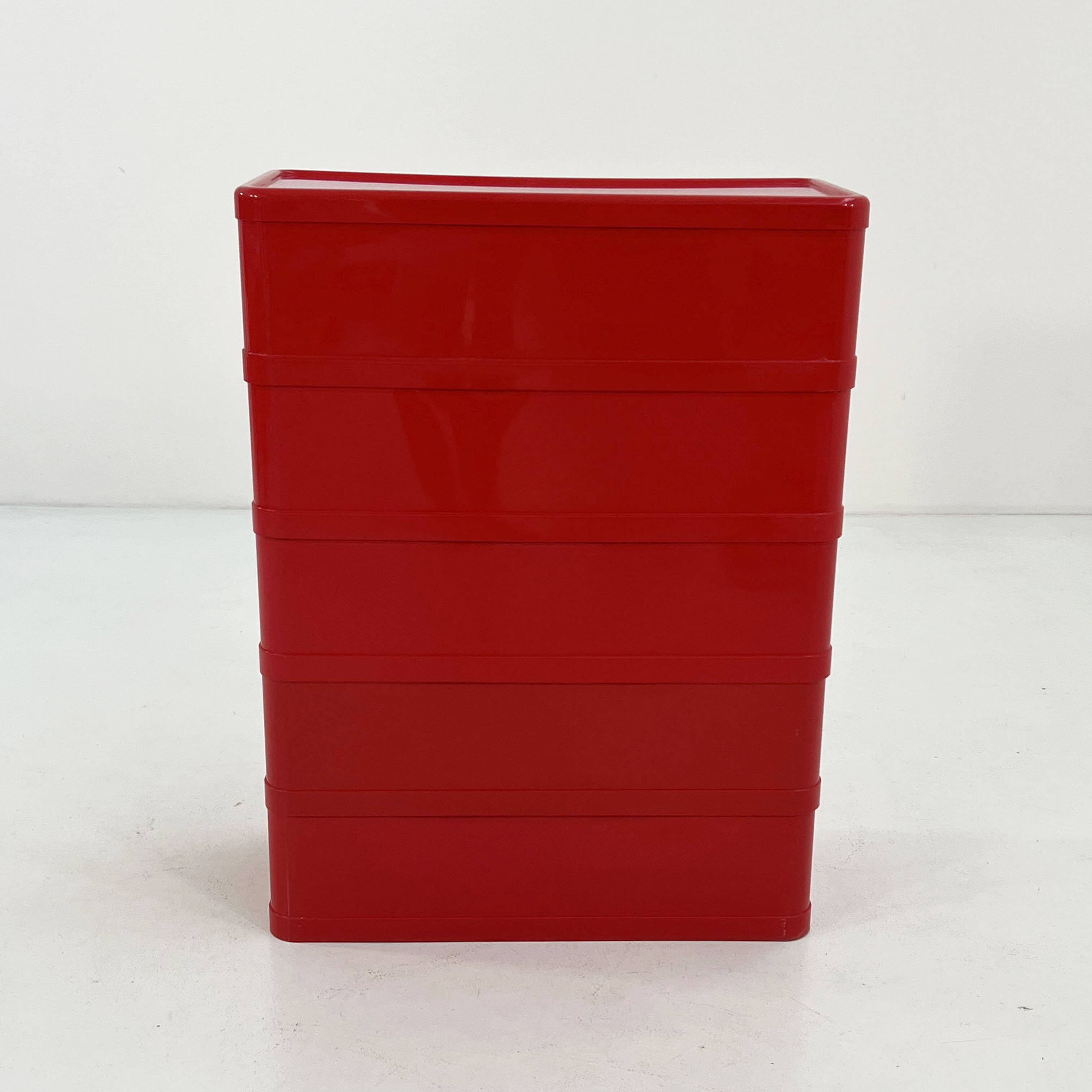 Red cabinet model "4964" by Olaf Von Bohr for Kartell, 1970