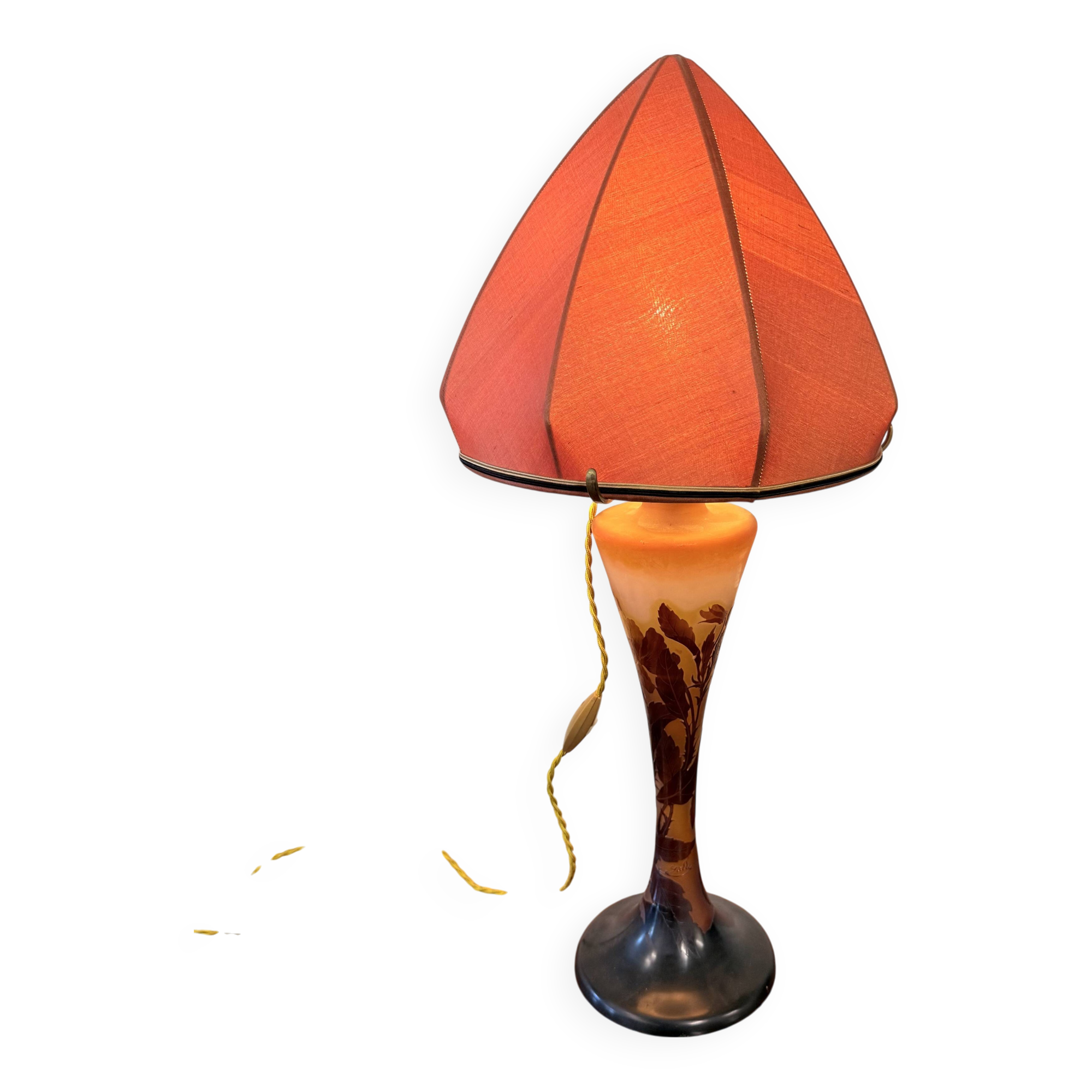 Art Nouveau mushroom lamp – Émile Gallé – Floral pansy decoration