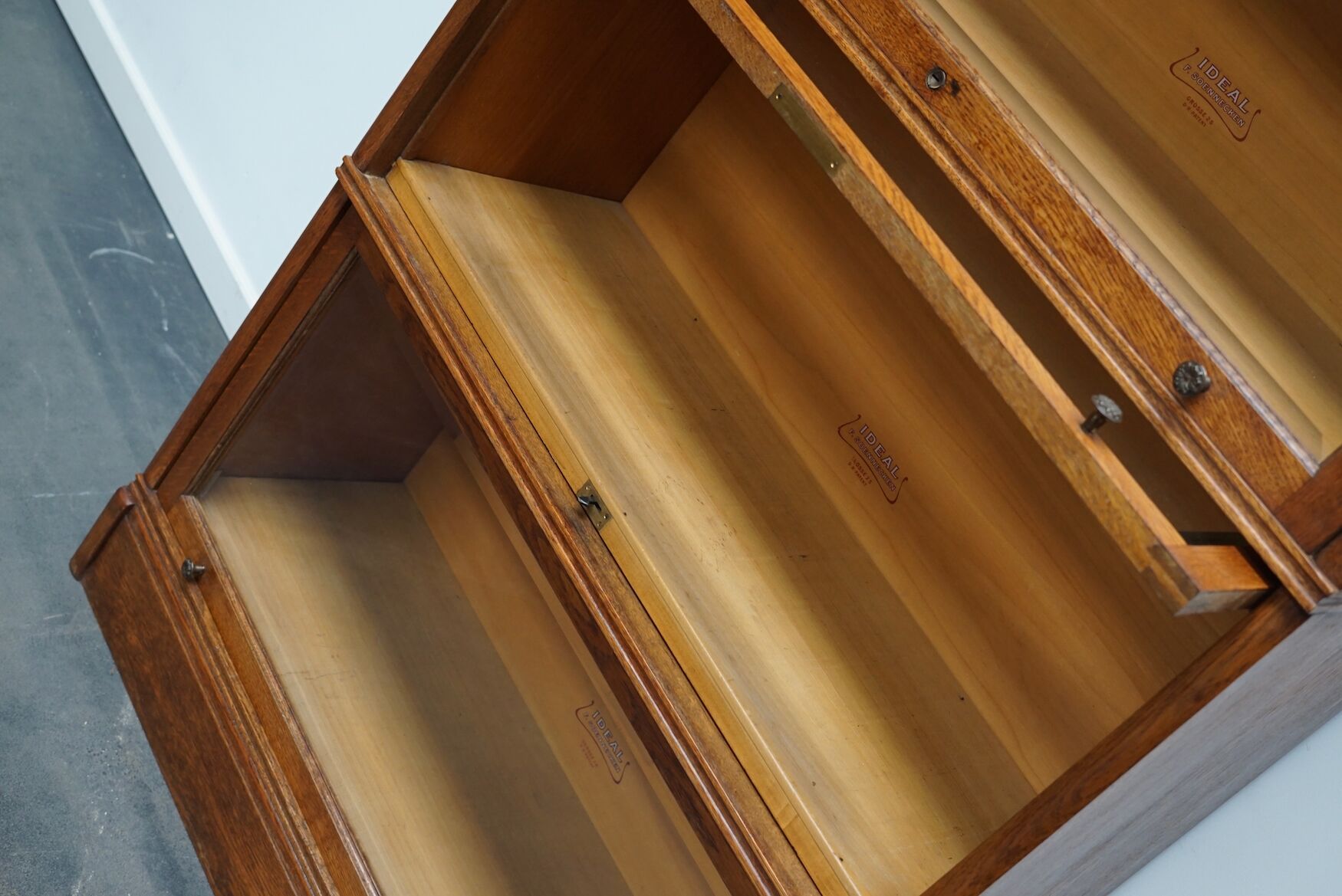 German oak bookcase with folding doors, ca 1900