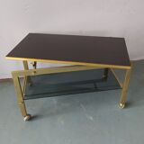 Gold metal and wood coffee table
