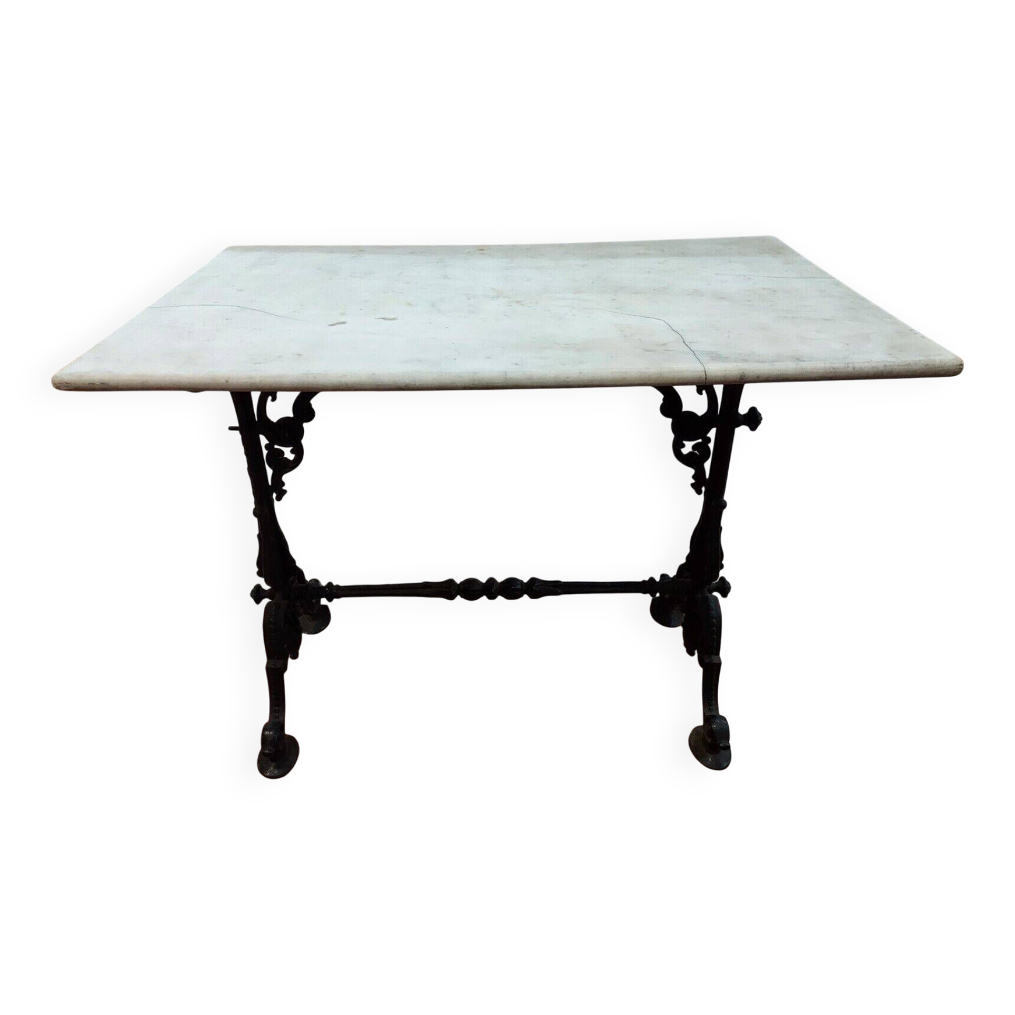 bistro table with cast iron base and marble top
