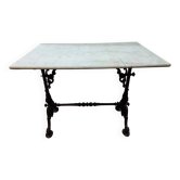 bistro table with cast iron base and marble top