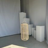 Large lantern-shaped rattan pendant lamp H50 D24