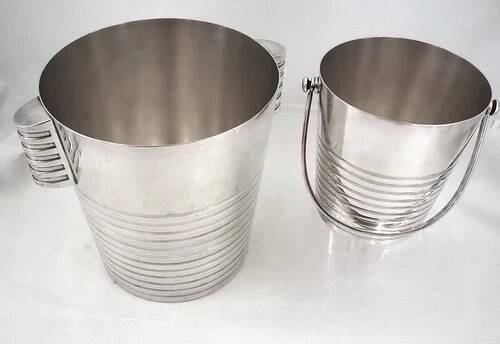 Champagne bucket and ice bucket, Luc Lanel for Christofle model Ondulation.
