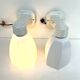 THE PAIR 2 WALL LAMPS OLD BATHROOM 1930 1940 OPALINE AND PORCELAIN LEGRAND