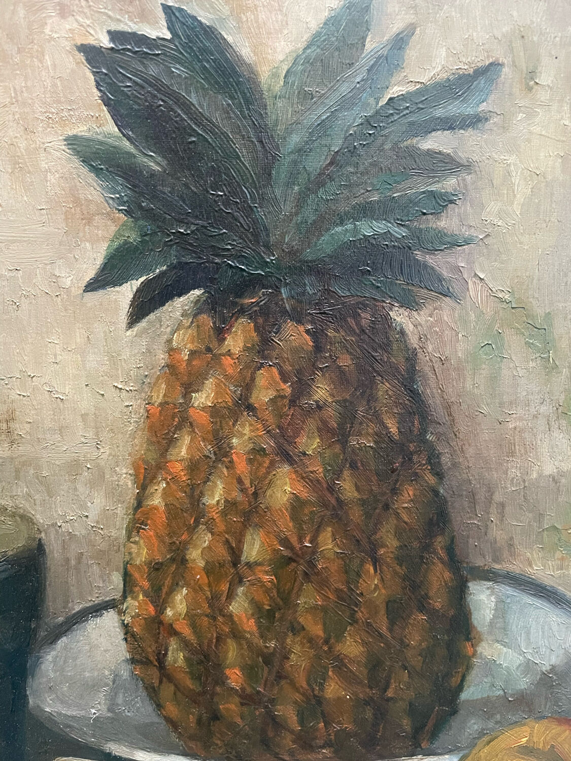 Painting old still life with pineapple twentieth