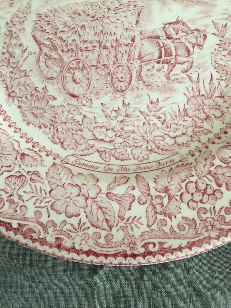 Set of 10 flat plates in English earthenware, EIT England, country décor