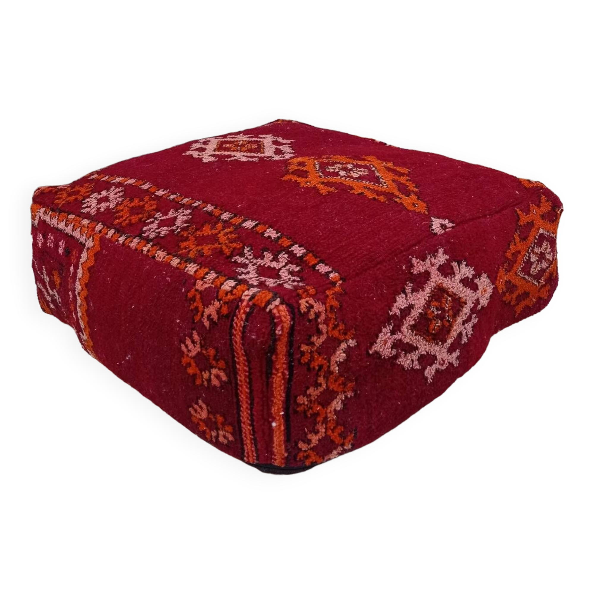 Handmade Berber pouf in wool 60 X 60 X 20 CM