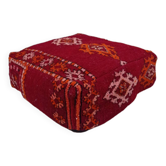 Handmade Berber pouf in wool 60 X 60 X 20 CM