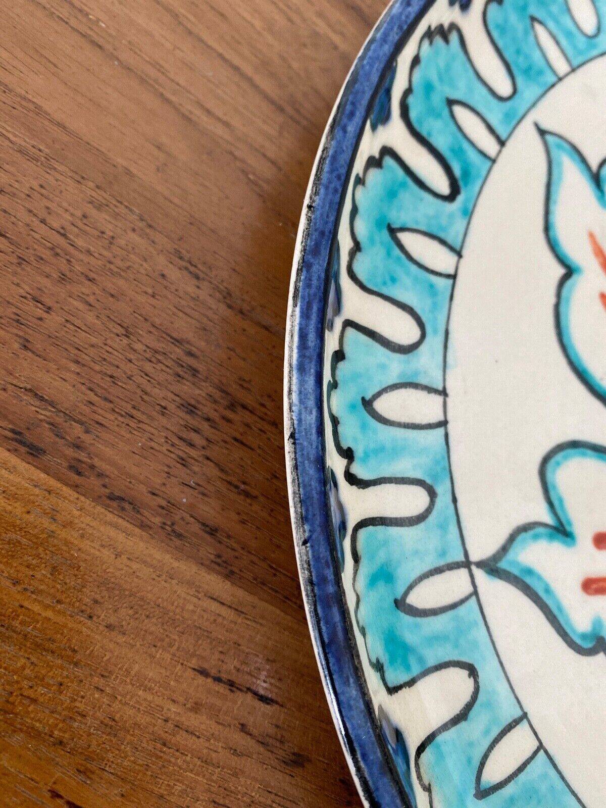 Iznik dish mid-20th century monogram floral decoration