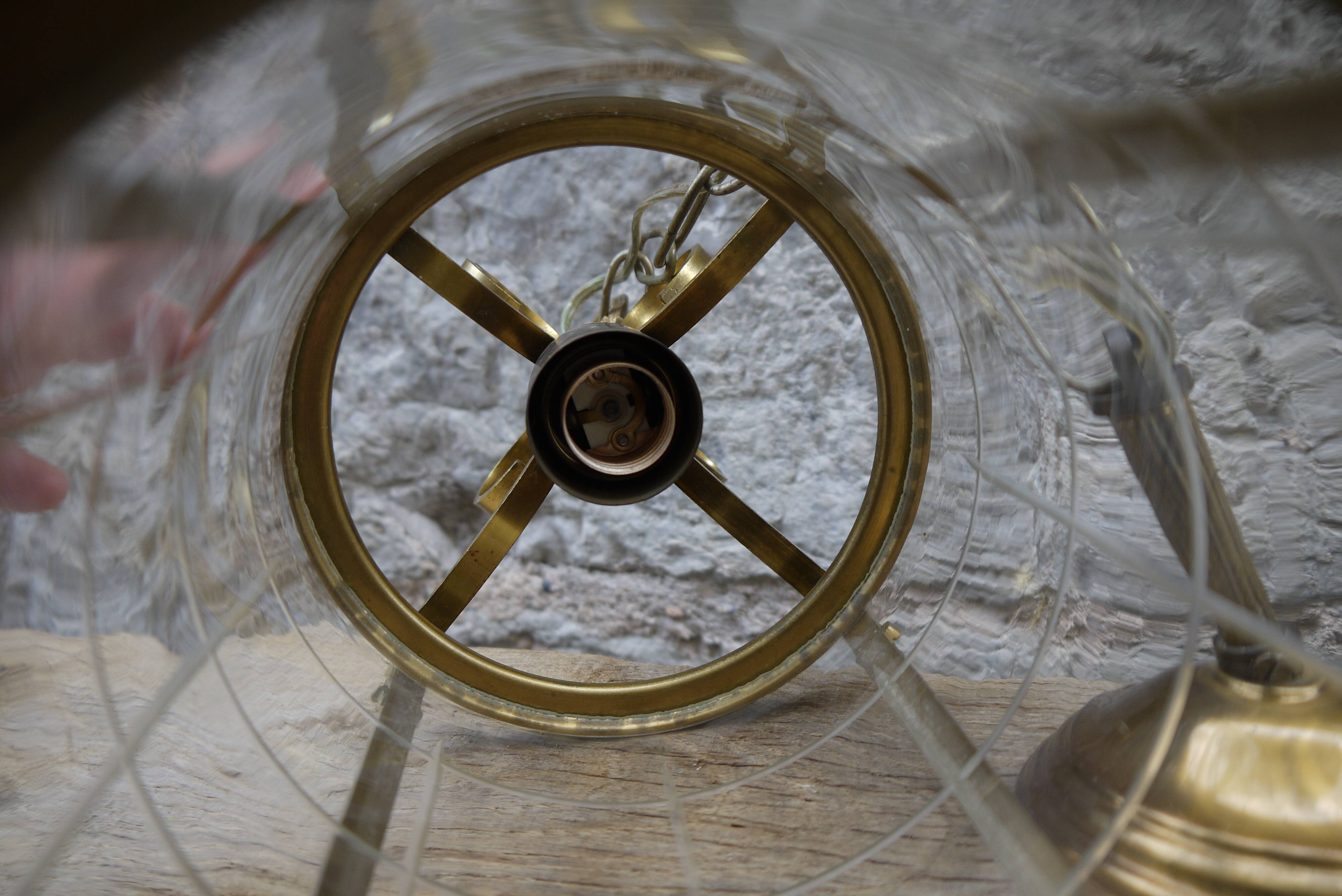 Lantern in brass and chissed glass