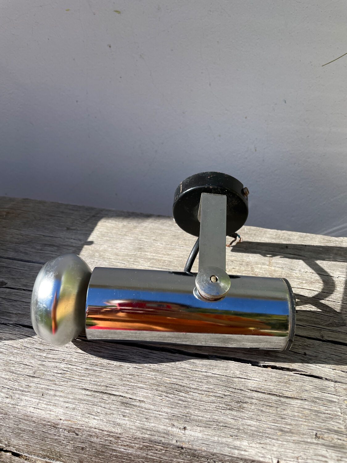 Pair of chrome metal wall lights from the 1970s.