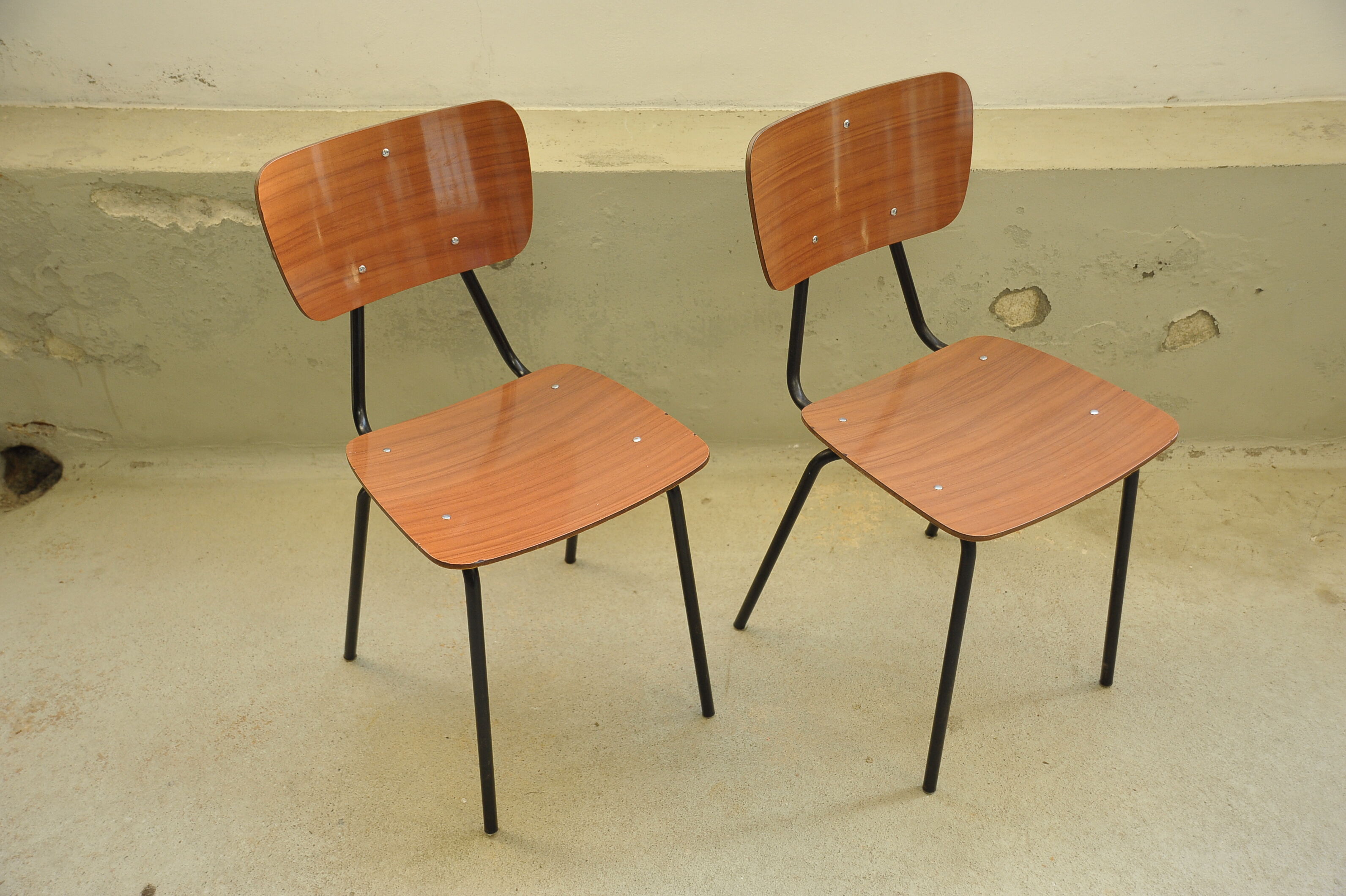 Pair of vintage formica chairs 60