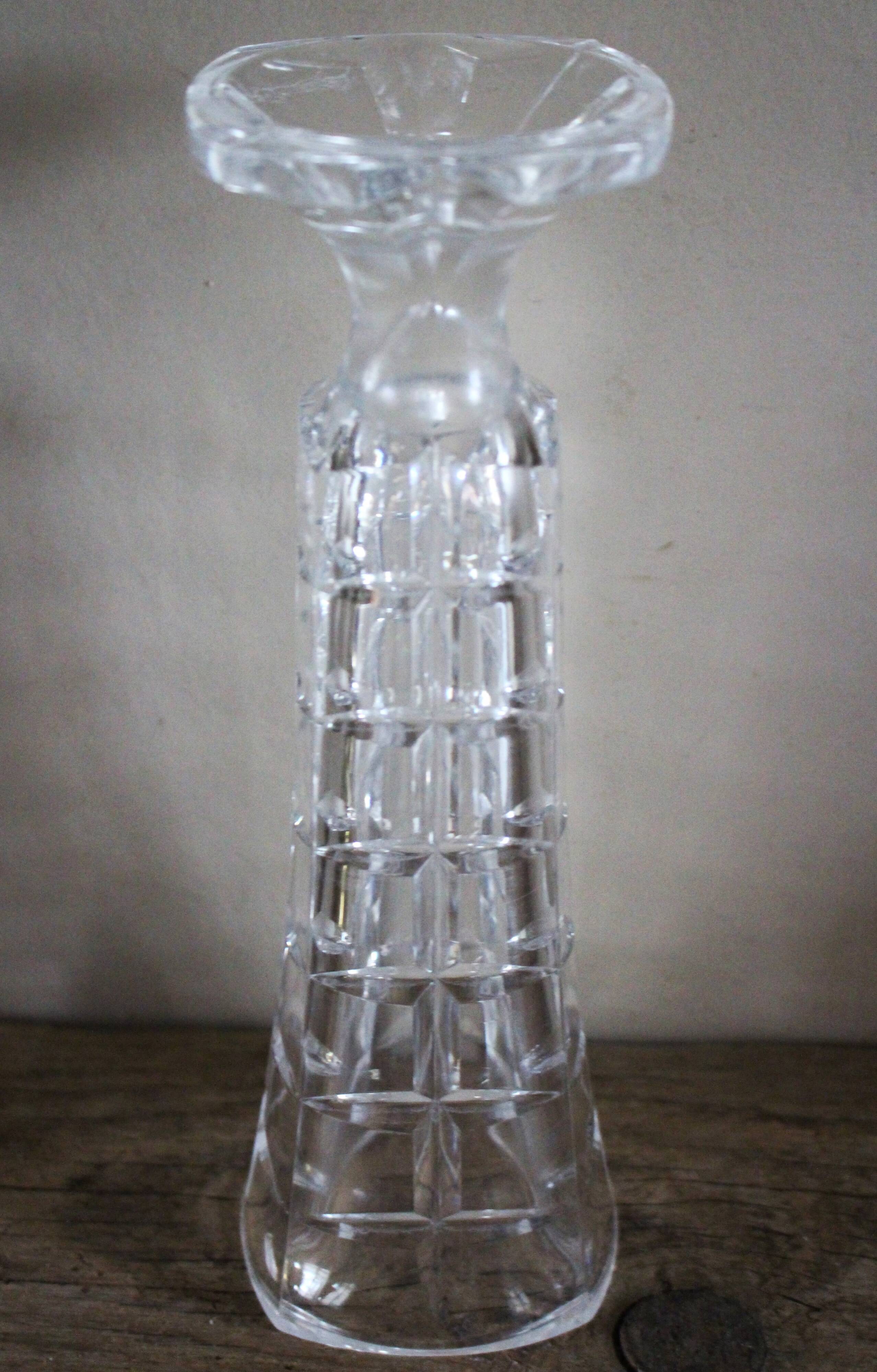Vintage cut glass pedestal vase