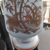 Pair of 19th century opaline crystal and gold vases