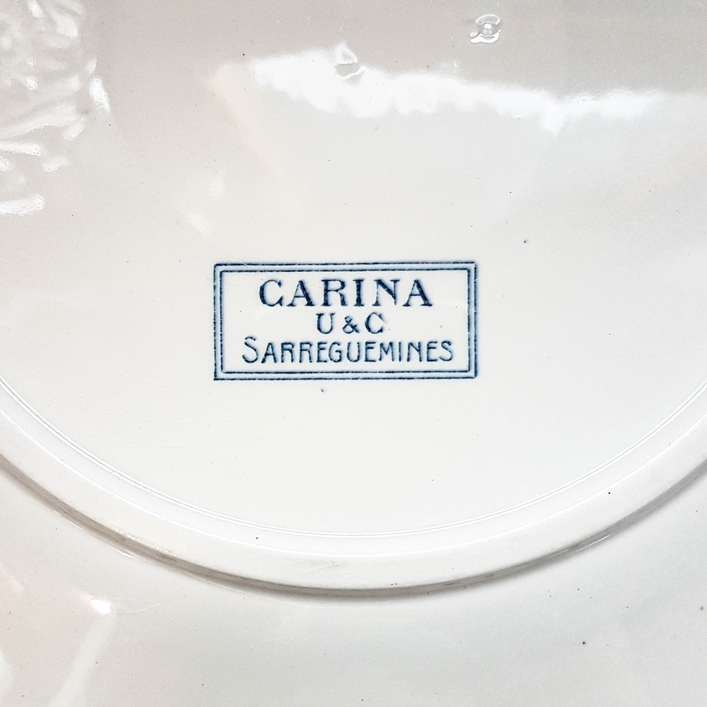 Lot of 4 blue plates "carina" U&C Sarreguemines Terre de Fer