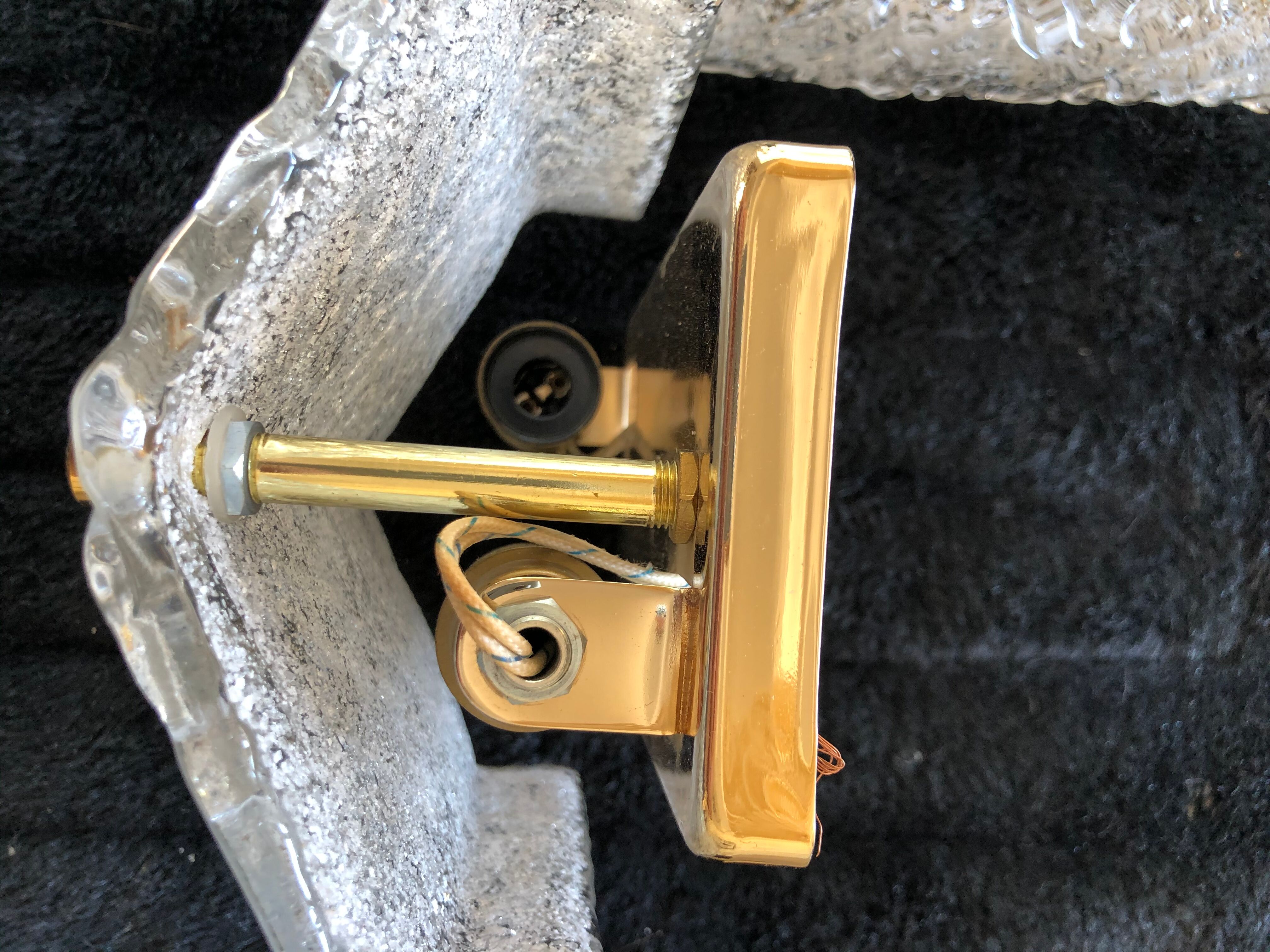 Barovier pair of glass wall light golden structure