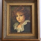 Tableau ancien portrait jeune garçon reproduction