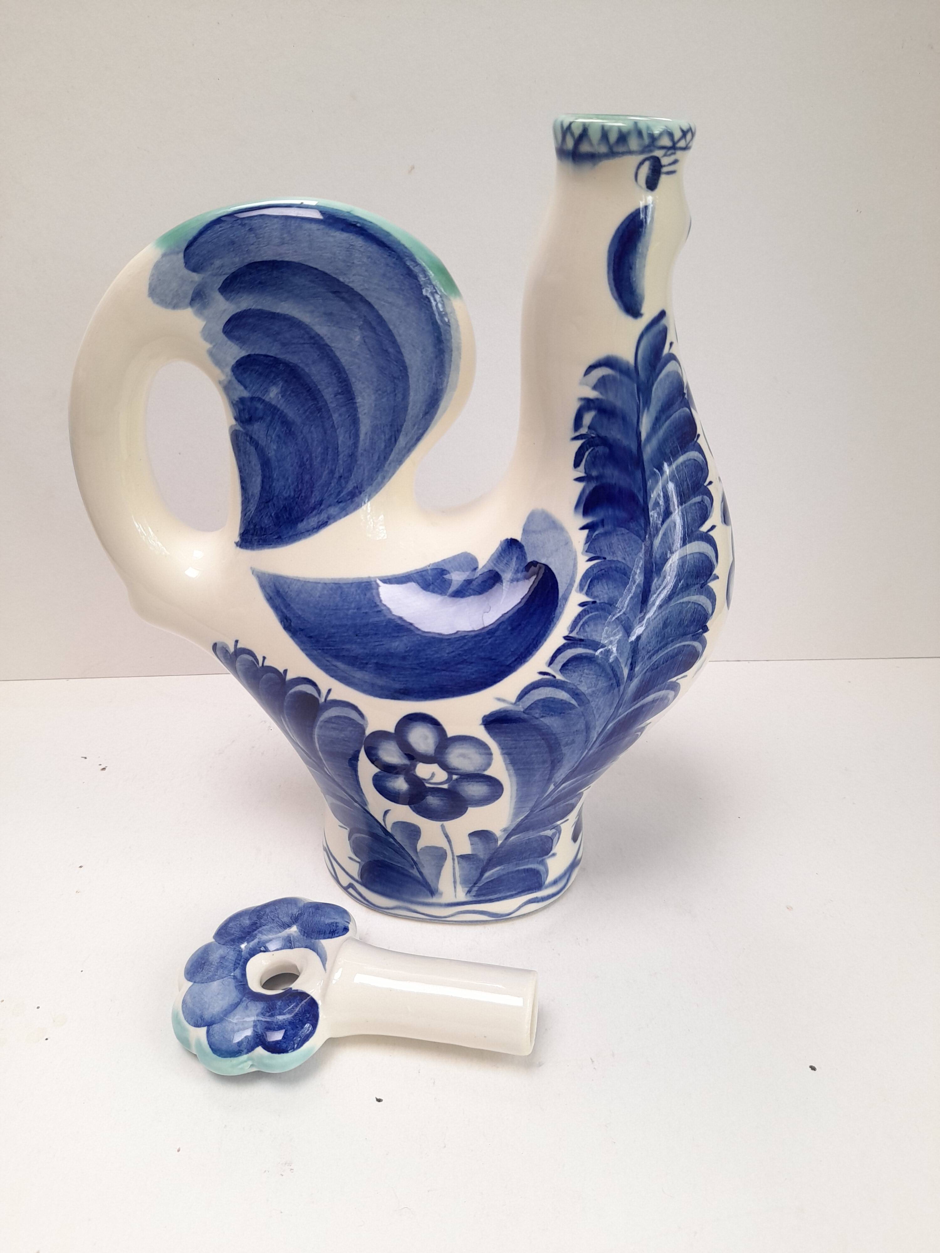 Grande carafe faïence en forme de coq