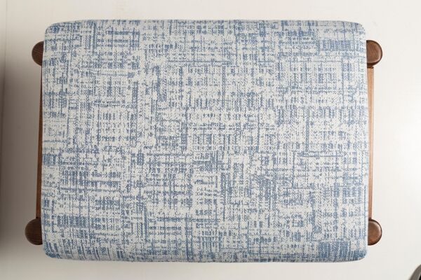 Tabouret vintage mi-siècle en lin blanc et bleu, Edmund Homa, Europe, années 1960