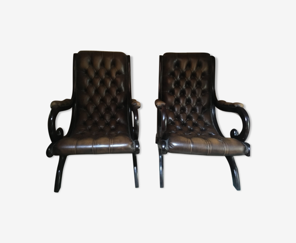 Pair of chesterfield armchairs