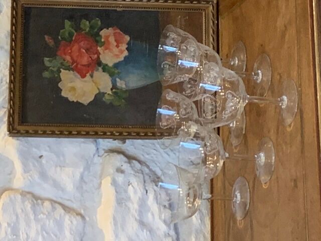 6 vintage butterfly champagne glasses