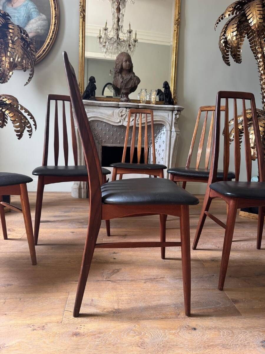 Suite de 6 chaises de salle à manger de Niels Koefoed « Eva » danois en palissandre