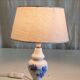 Table lamp in porcelain with painted floral decoration - mid 20th century