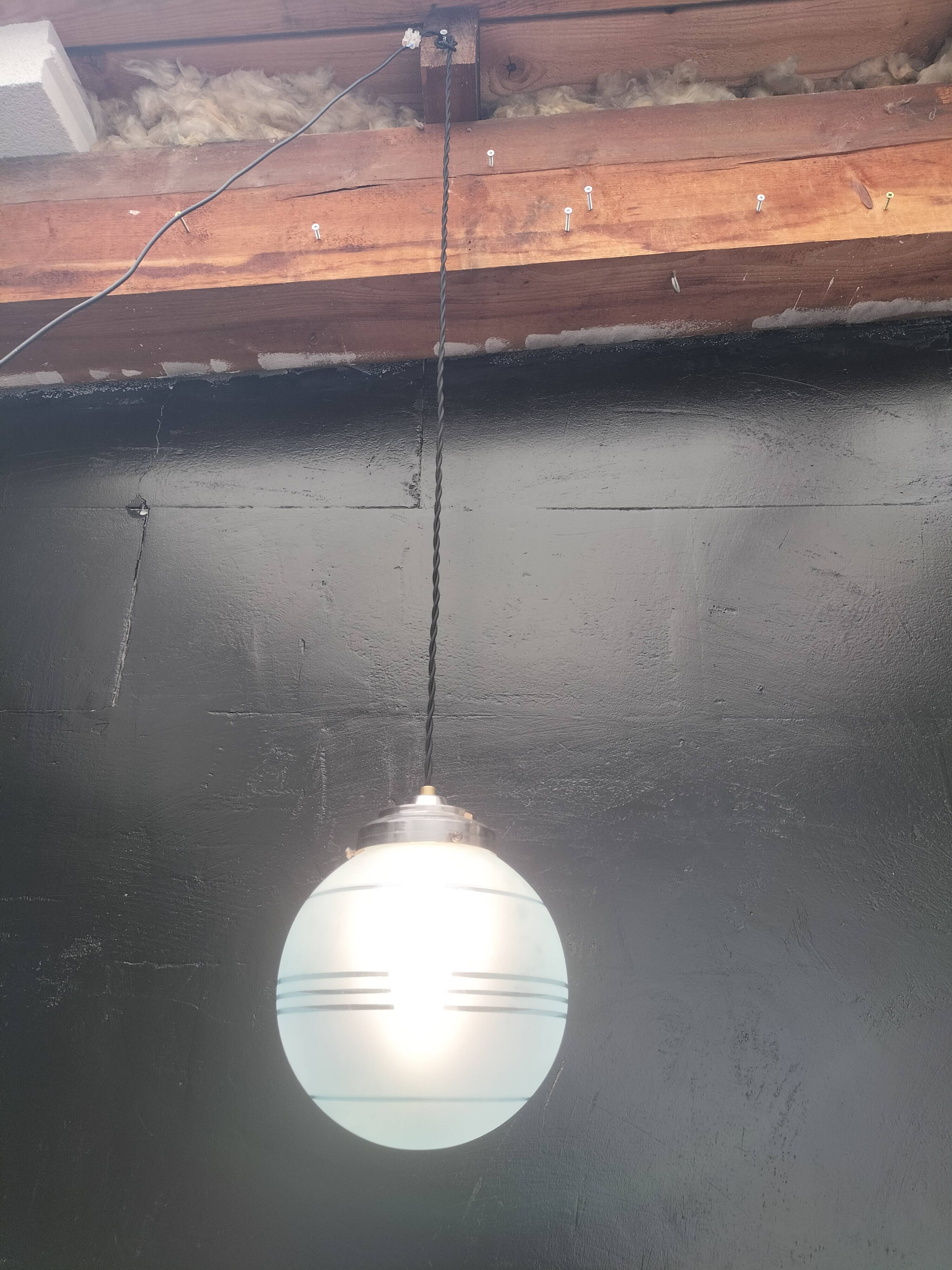 Blue glass ball pendant light