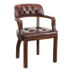 Brown cowhide leather Chesterfield desk/dining/side chair in English style