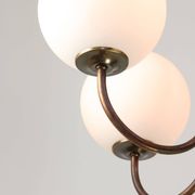 Vintage Italian Brass and Opaline Chandelier in Copper Color, 70s