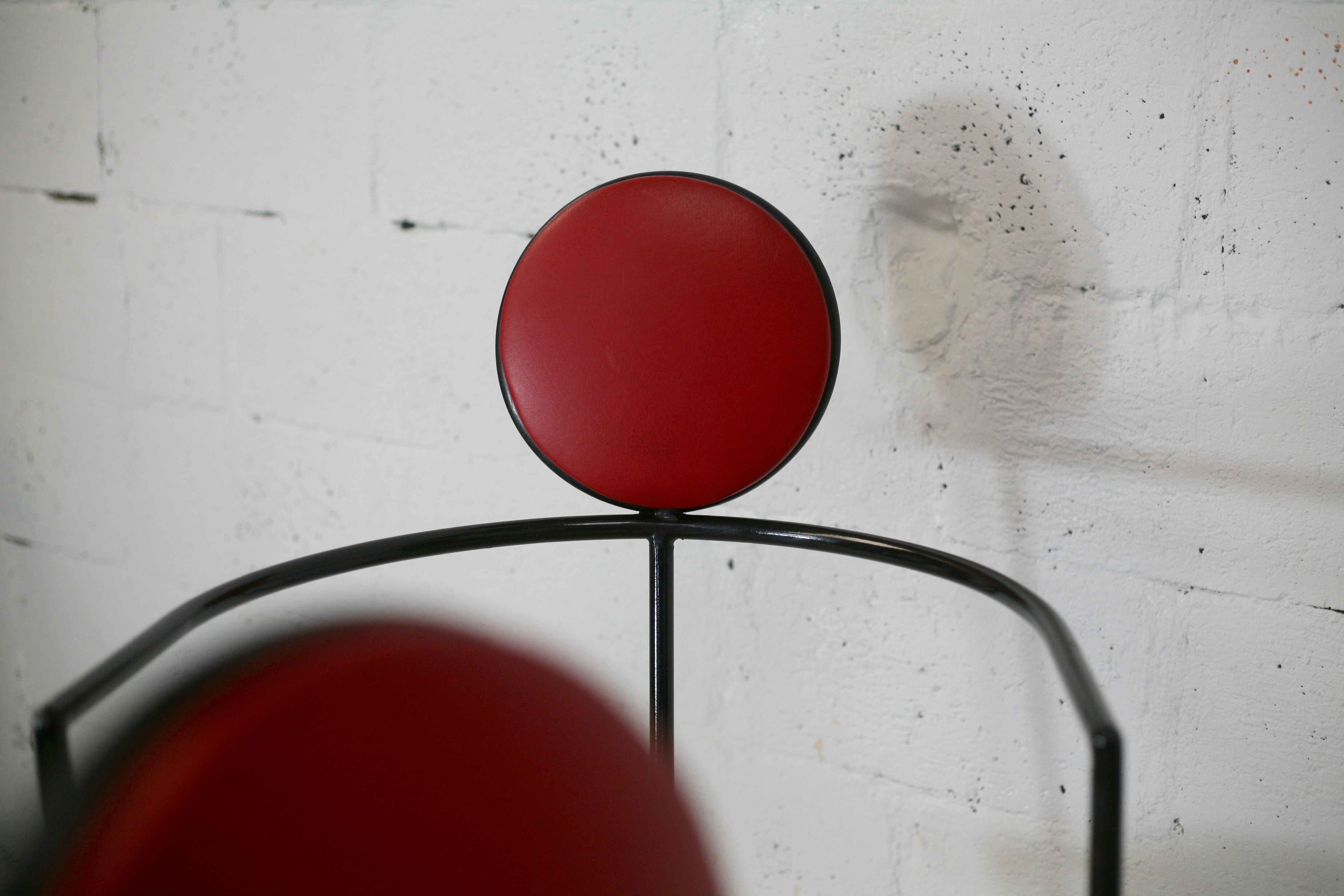 3 armchairs designs steel and leather, France, circa 1980