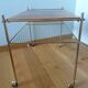 Vinyl hi-fi console with wheels in gold metal and wood