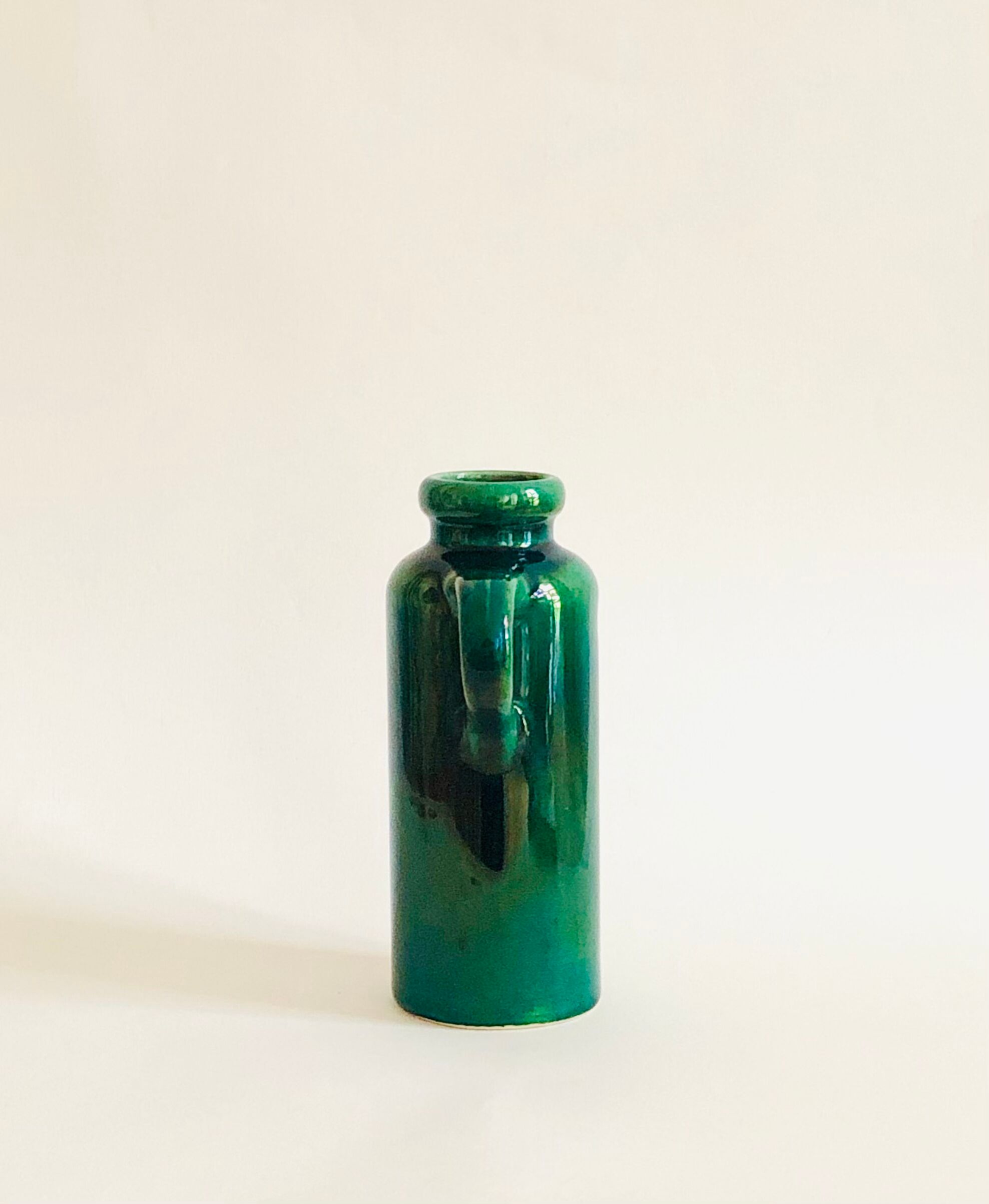 Soliflore vase in iridescent green ceramic West Germany