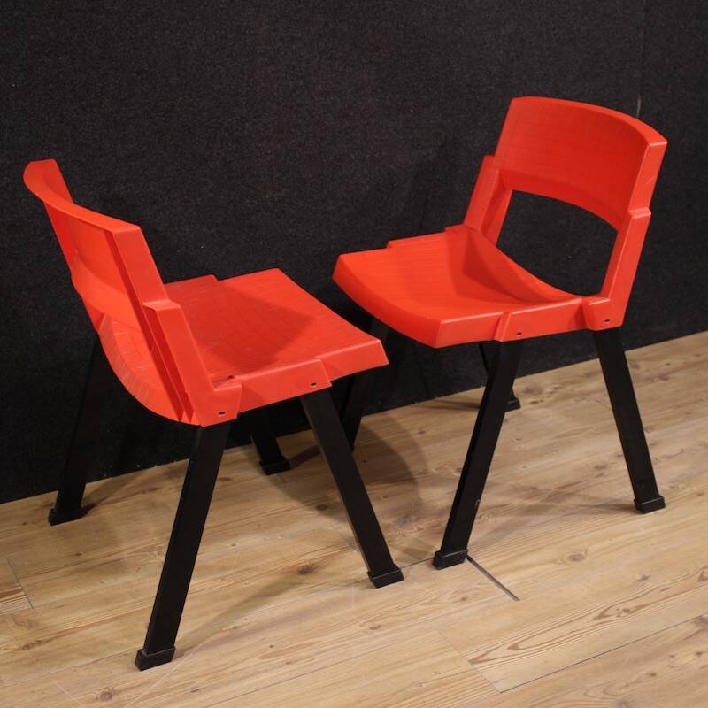 Paire de chaises rouges City par Lucci & Orlandini pour Lamm