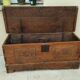 Antique marriage chest castle 17th century solid oak