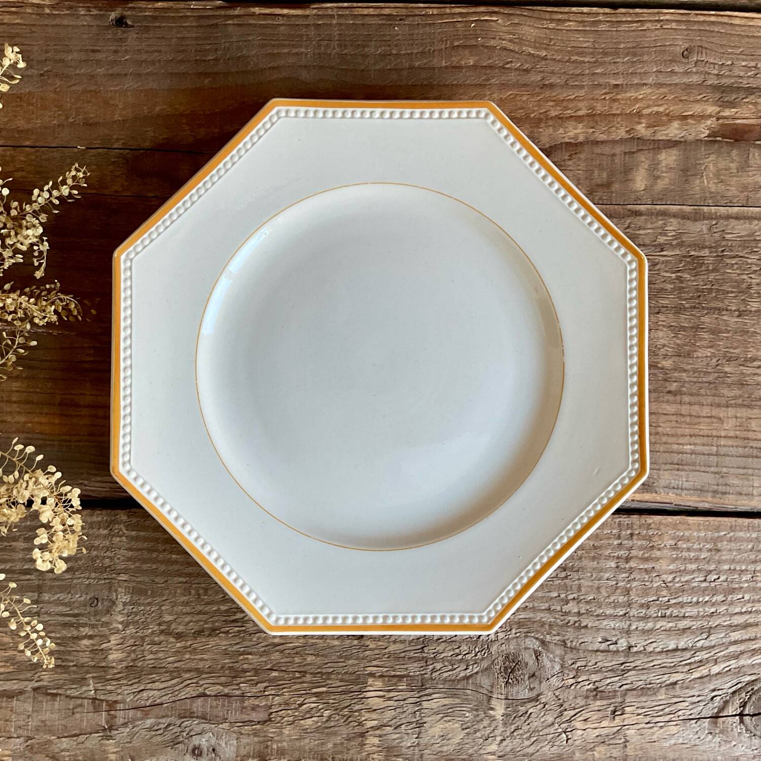 4 Sarreguemines octagonal beaded plates