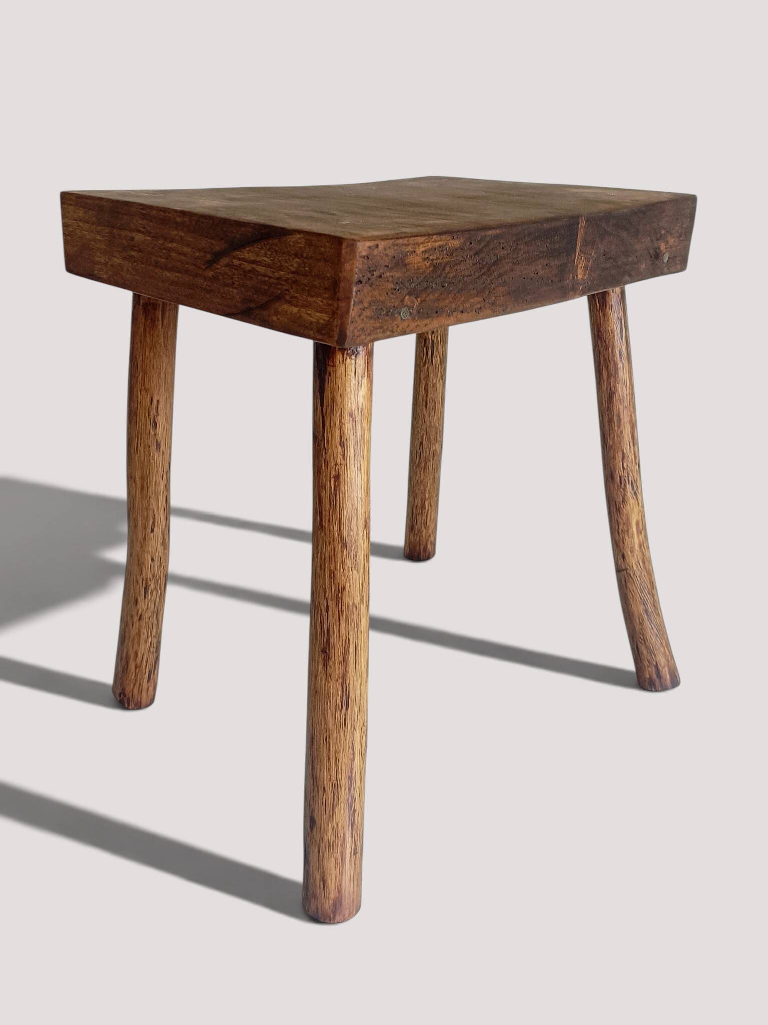 Rustic European Solid Wood Accent Side Table or Stool