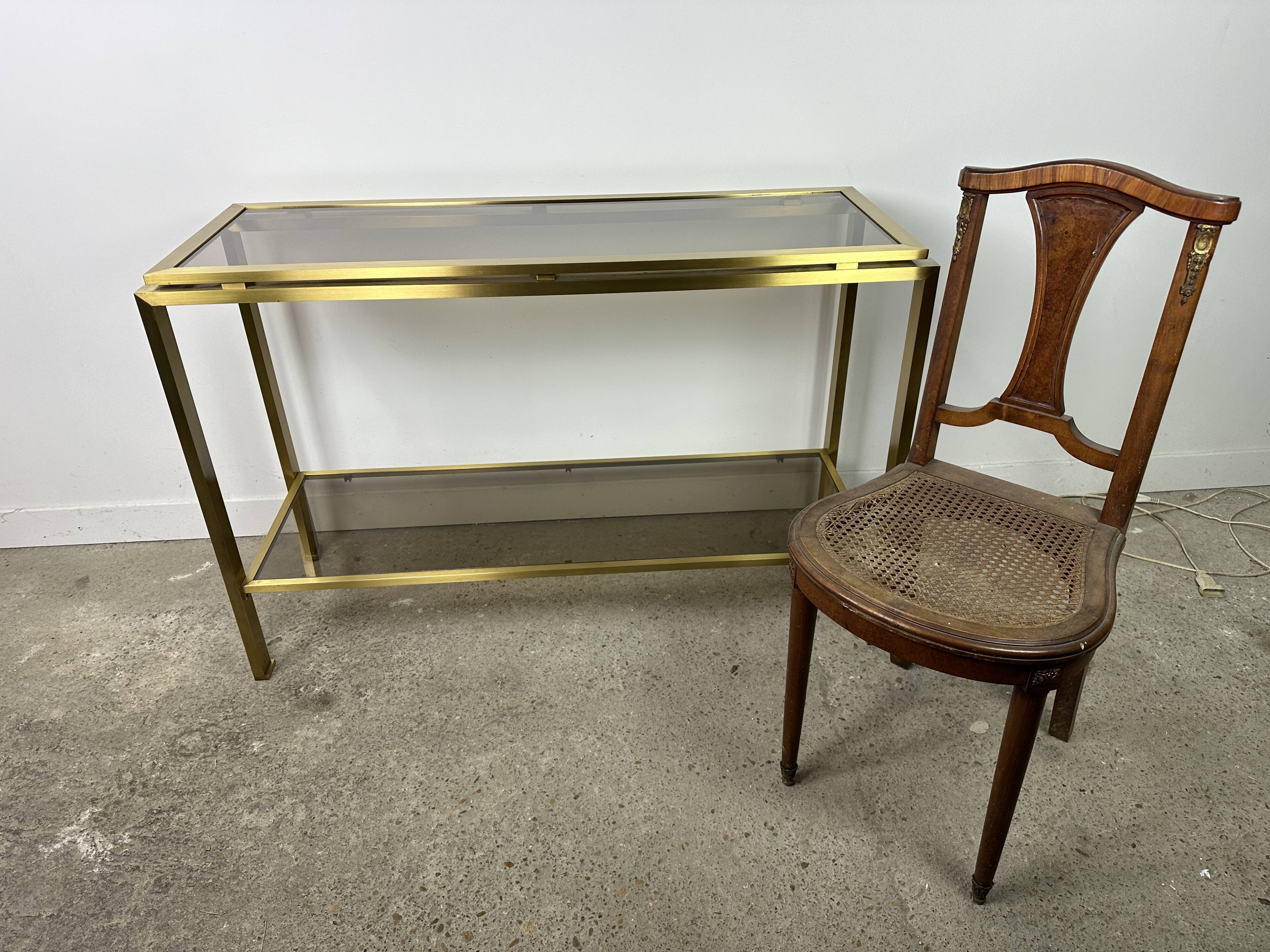 Brushed brass console 1970 by guy lefevre for la maison jansen