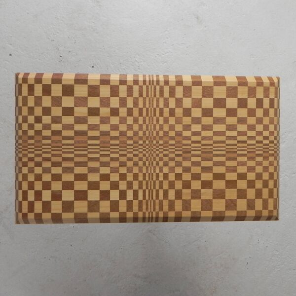 Table basse construite à partir de centaines de blocs de bois dans un motif psychédélique, années 90