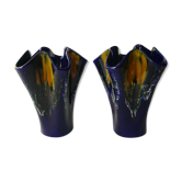 Pair of blue vases flamed Vallauris