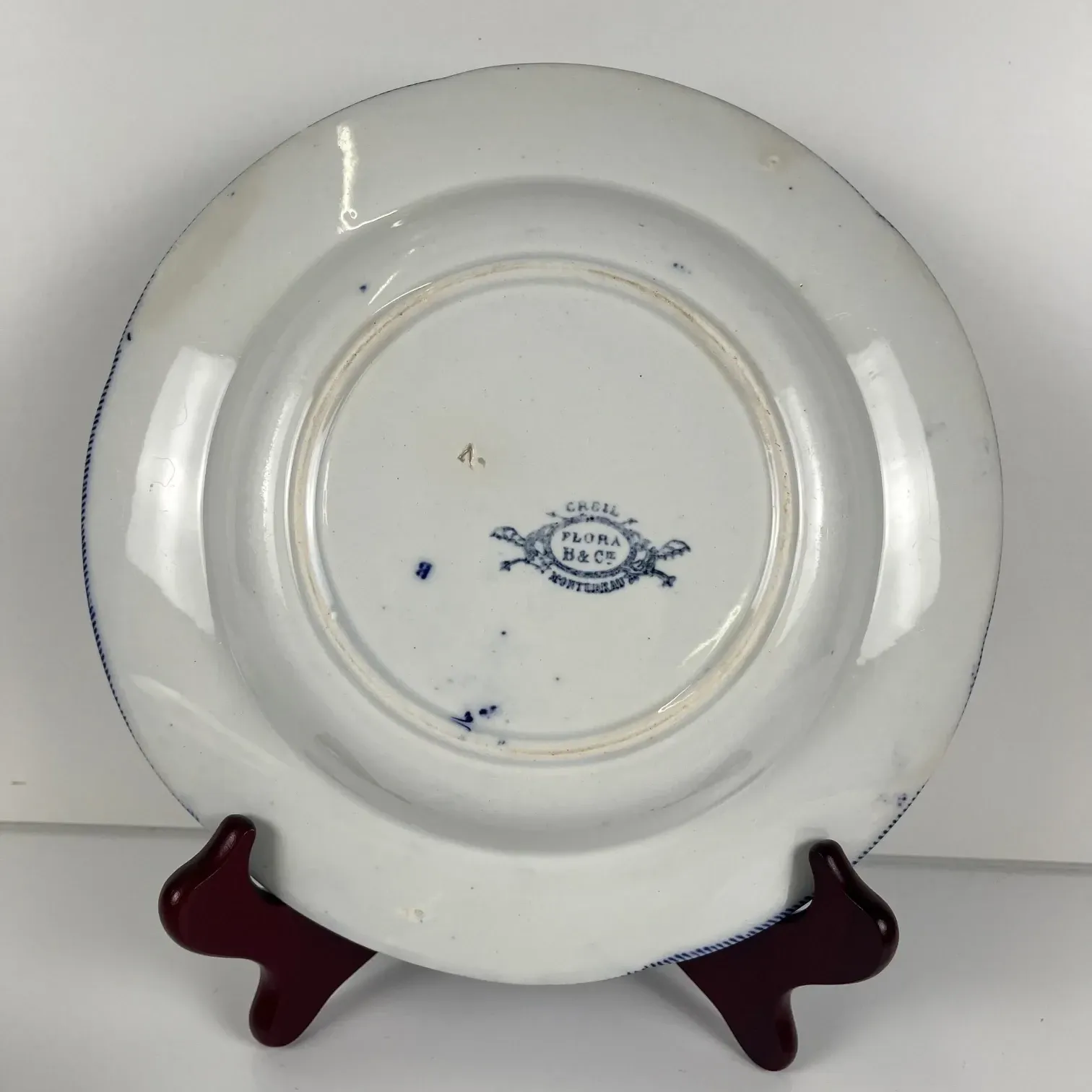 Set of 6 deep plates in ironstone "Flora" – Creil et Montereau, 19th century, blue