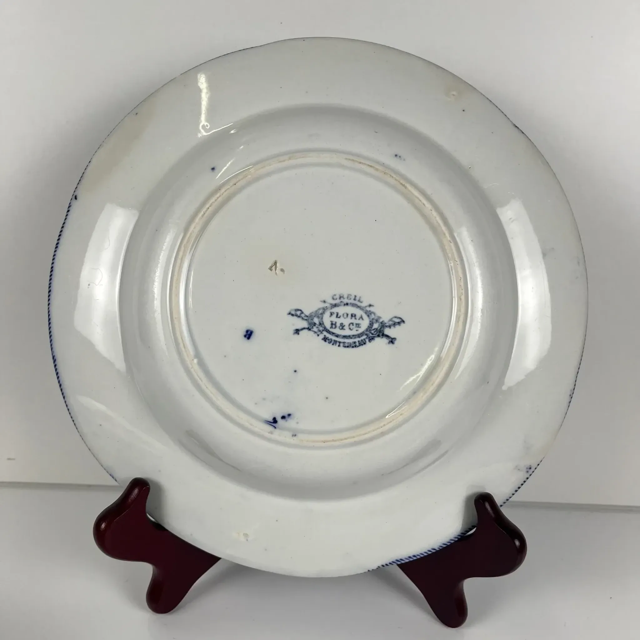 Set of 6 deep plates in ironstone "Flora" – Creil et Montereau, 19th century, blue