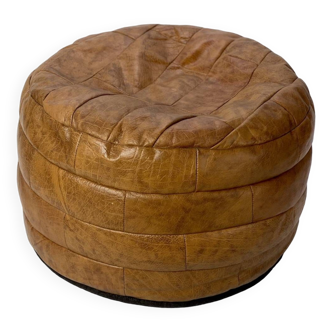 De Sede round leather pouf, 1970s