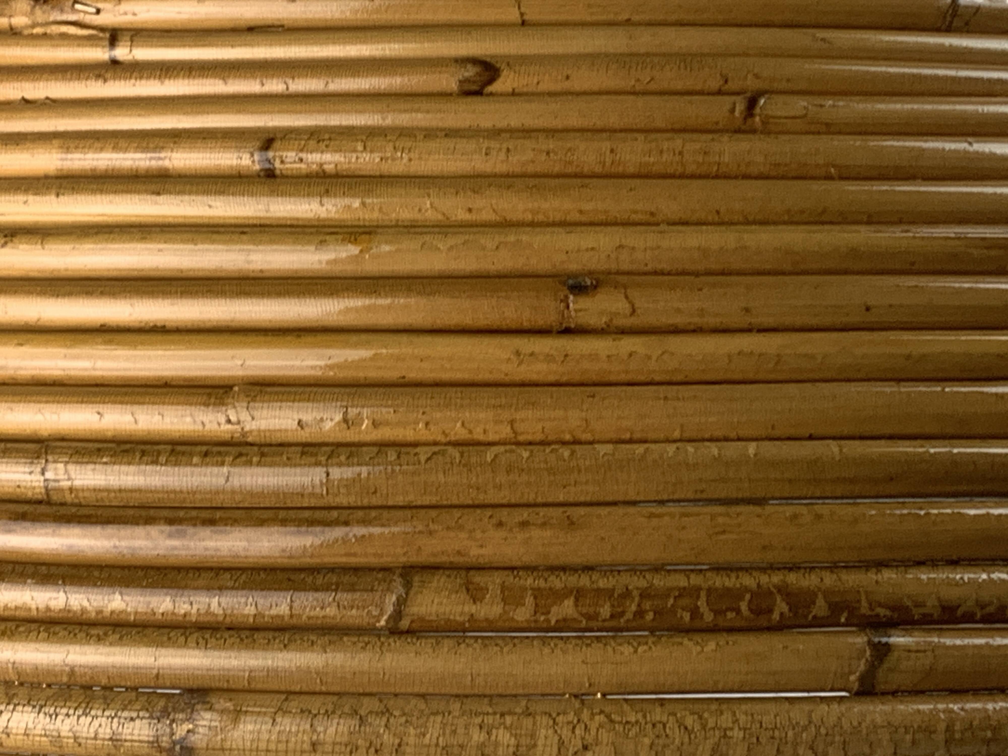 Midcentury pencil reed rattan bamboo pendant hanging lamp, Italy, 1970s