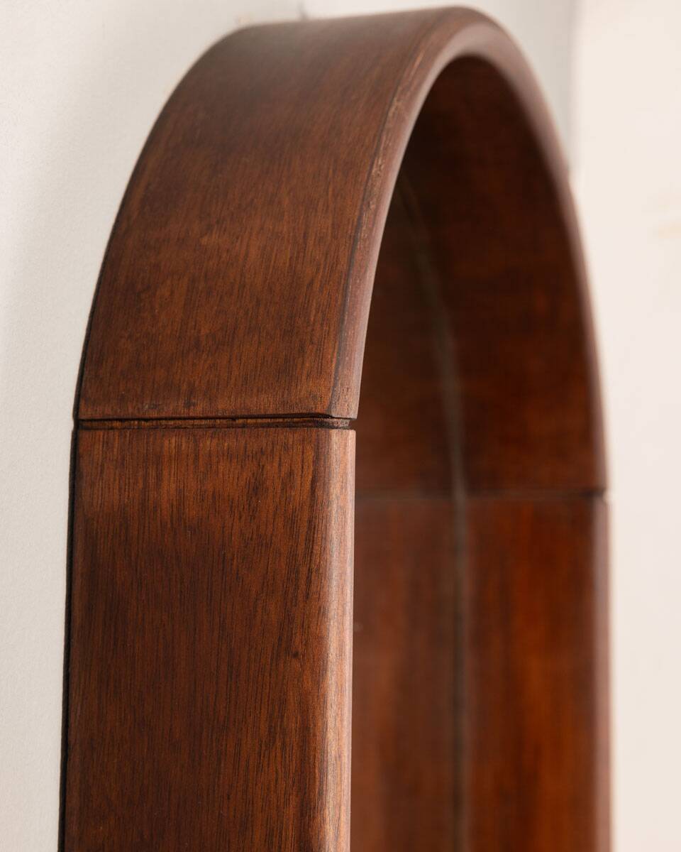 Miroir mural ovale vintage des années 70 en bois design italien